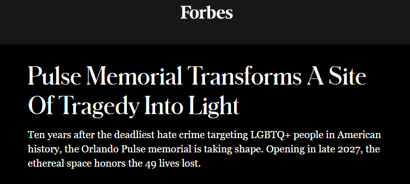 "Pulse Memorial Transforms A Site of Tragedy Into Light" thumbnail image.